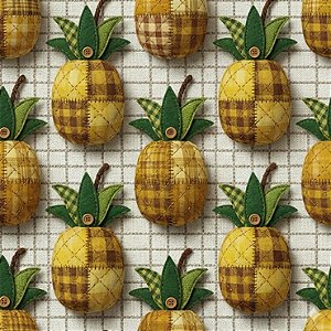 Tricoline Digital Frutas Patchwork Abacaxis, 50cm x 1,50mt