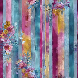 Tricoline Digital Jóias da Natureza Listrado, 50cm x 1,50mt