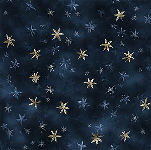 Tricoline Digital Midnight Estrelinhas 100%Alg 50cm x 1,50mt