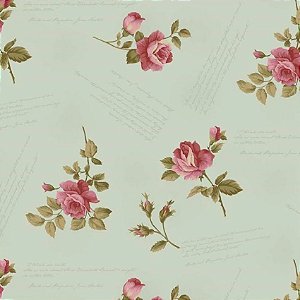 Tricoline Digital Rosas com Escritas, 100%Alg, 50cm x 1,50mt