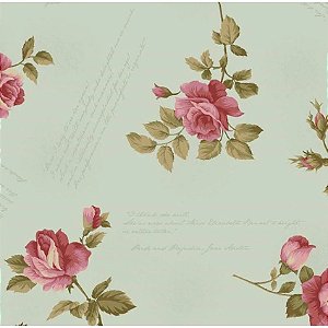 Sarja Hidrorrepelente Rosas com Escritas, 50cm x 1,50mt