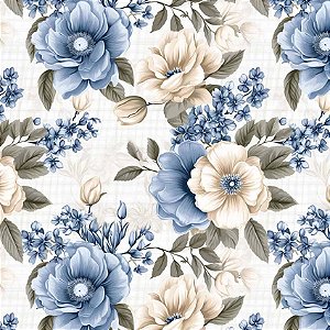 Tricoline Digital Bloomy Floral Grande 100%Alg 50cm x 1,50mt