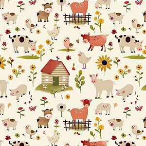 Tricoline Digital Farm Fazenda, 100%Algodão, 50cm x 1,50mt