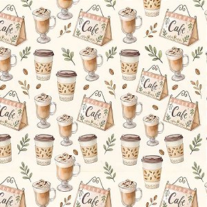 Tricoline Digital Copo e Taça de Café 100%Alg 50cm x 1,50m