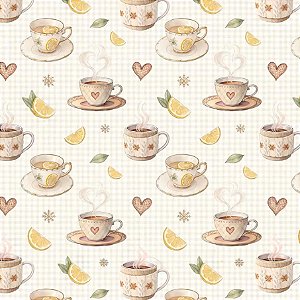 Tricoline Digital Xícaras de Café 100%Alg., 50cm x 1,50mt