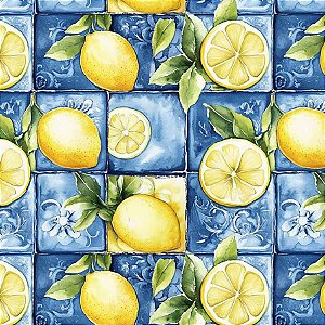 Tricoline Digital Limão Patchwork 100%Algodão 50cm x 1,50mt