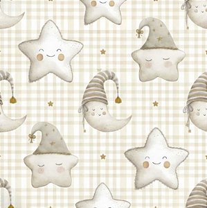 Tricoline Digital Bed Time Estrelas 100%Algodão 50cm x 1,50m