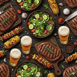 Tricoline Digital Gourmet Churrasco e Cerveja, 50cm x 1,50mt