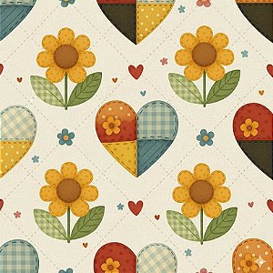 Tricoline Digital Patch Garden Hearts, 100%Alg 50cm x 1,50mt