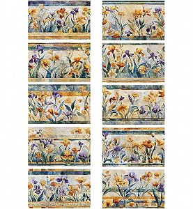 Tricoline Digital Barrado Orquídea, 100% Alg. 50cm x 1,50mt