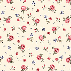 Tricoline Floral Doce Criação, 100% Algodão, 50cm x 1,50mt