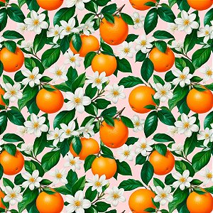 Tricoline Laranjas Doce Criação 100%Algodão, 50cm x 1,50mt