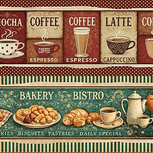 Tricoline Café Bistro Doce Criação 100%Alg, 50cm x 1,50mt