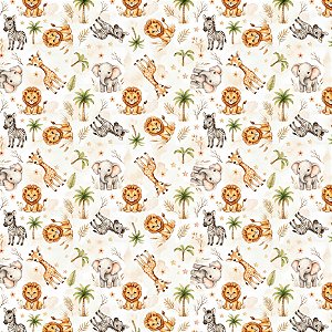 Tricoline Safari Doce Criação, 100% Algodão, 50cm x 1,50mt