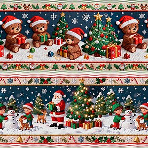 Tricoline Digital Barrado Luzes de Natal, 50cm x 1,50mt