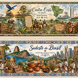 Tricoline Digital Barrado Tradição Brasil, 50cm x 1,50mt