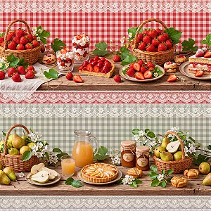 Tricoline Digital Barrado Gourmet Garden Picnic 50cm x 1,50m