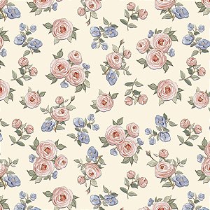 Tricoline Digital Floral Grande Shabby Chic, 50cm x 1,50mt