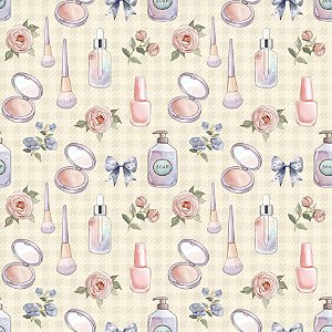 Tricoline Digital Flores e Maquiagens, 100%Alg 50cm x 1,50mt
