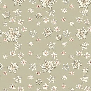 Tricoline Digital Flocos de Neve Natal Vintage 50cm x 1,50mt