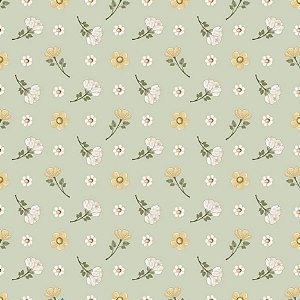 Tricoline Digital Mini Margaridas, 100%Algodão 50cm x 1,50mt