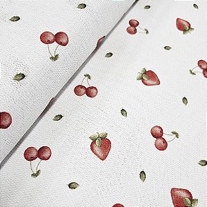 Pano de Copa Premium Estampado Frutas Vermelhas, 50cm X 70cm