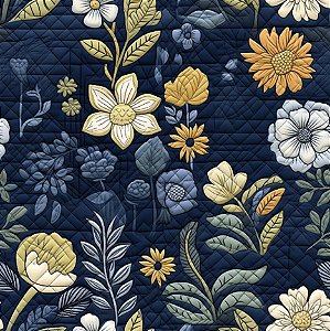 Tricoline Digital Nave Quilt Margarida, 50cm x 1,50mt
