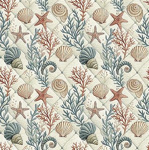 Tricoline Dig Patch Oceano Conchas e Estrelas, 50cm x 1,50mt