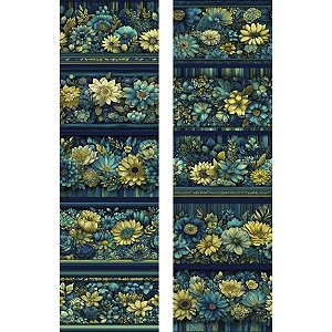 Tricoline Digital Barrado Floral Sunset, 50cm x 1,50mt