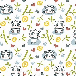 Tricoline Panda com Bambu, 100% Algodão, Unid. 50cm x 1,50mt