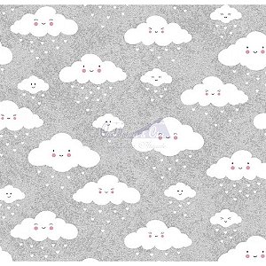 Tricoline Nuvem Cor - 06 (Cinza Com Branco), 100% Algodão, Unid. 50cm x 1,50mt