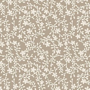 Tricoline Raminhos Finesse Bege, 100% Algodão, Unid. 50cm x 1,50mt