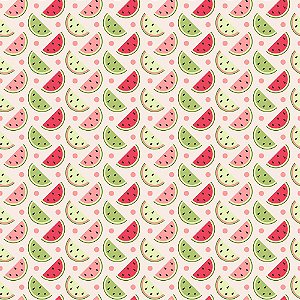 Tricoline Fatias Melancias Multicolor, 100% Algodão, Unid. 50cm x 1,50mt