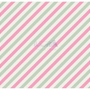 Tecido Diagonal Cor 06 (Verde Com Rosa), 100% Algodão, Unid. 50cm x 1,50mt