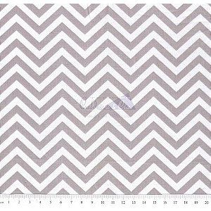 Tricoline Estampado Chevron Cinza 100% Algodão, Unid. 50cm x 1,50mt