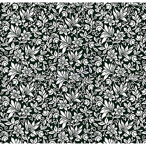 Tecido Tricoline Gerbera (Preto/Branco), 100% Algodão, Unid. 50cm x 1,50mt
