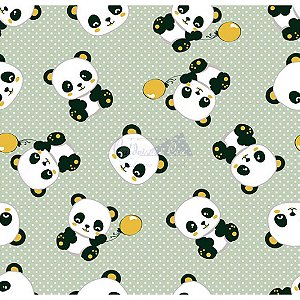 Tecido Tricoline Panda (Verde), 100% Algodão, Unid. 50cm x 1,50mt