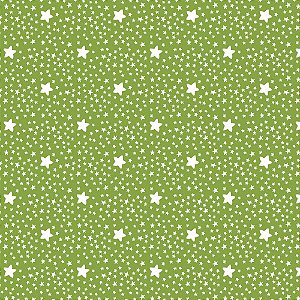 Tricoline Estampado Estrelinhas Verde Folha, 100% Algodão, Unid. 50cm x 1,50mt