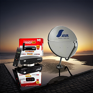 Nova Antena Parabólica Bipartida ASR 60 cm com Recepitor Bedin Bs9900