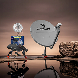 Antena Parabólica Bipartida Century 60 cm com Recepitor Vivensis Vx10