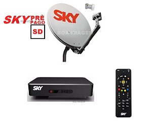 Antena Parabólica Sky 60 cm + Receptor Digital Sky Pré Pago Flex Sd