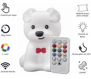 Pet Light Puppy Grande - Abajur noturno infantil sem fio com controle remoto