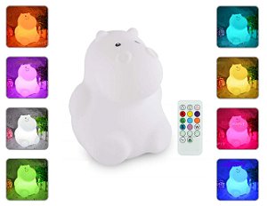 Pet Light Hipopótamo Grande - Abajur noturno infantil sem fio com controle remoto