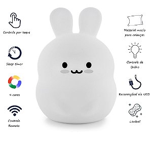 Pet Light Coelho Grande - Abajur noturno infantil sem fio com controle remoto