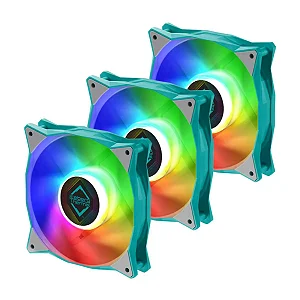 Kit com 3x Cooler FAN Iceberg Thermal IceGale ARGB 120mm Cinza e Azul – ICEGALE12A-A3A