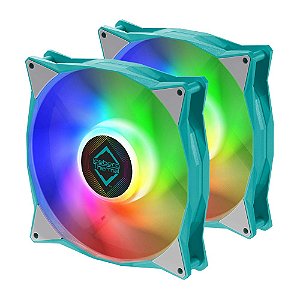 Kit com 2x Cooler FAN Iceberg Thermal IceGale ARGB 140mm Cinza e Azul – ICEGALE14A-A2A