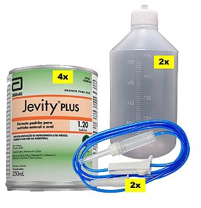 Jevity Plus 1.2 Kcal - kit c/ 4 latas de 250mL + Frascos e Equipos Para Nutrição Enteral