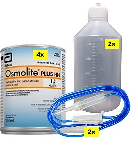 Osmolite Plus 1.2 Kcal - kit c/ 4 latas de 250mL + Frascos e Equipos Para Nutrição Enteral