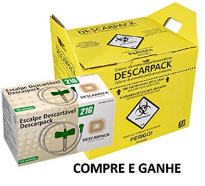 Escalpe Descartável Lock 21G (Cx/100) + Brinde - Descarpack