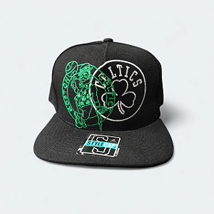 Boné Aba Reta Bordado Times da NBA Basquete, Boston Celtics Preto